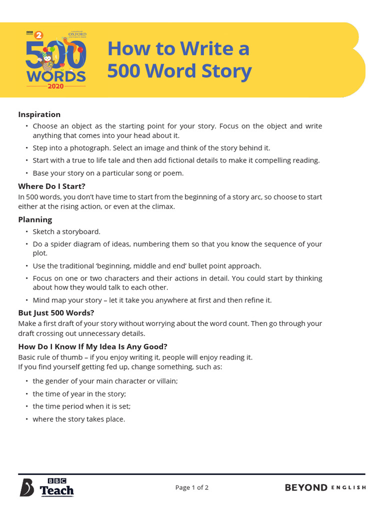Crafting a 500-Word Story Guide | PDF