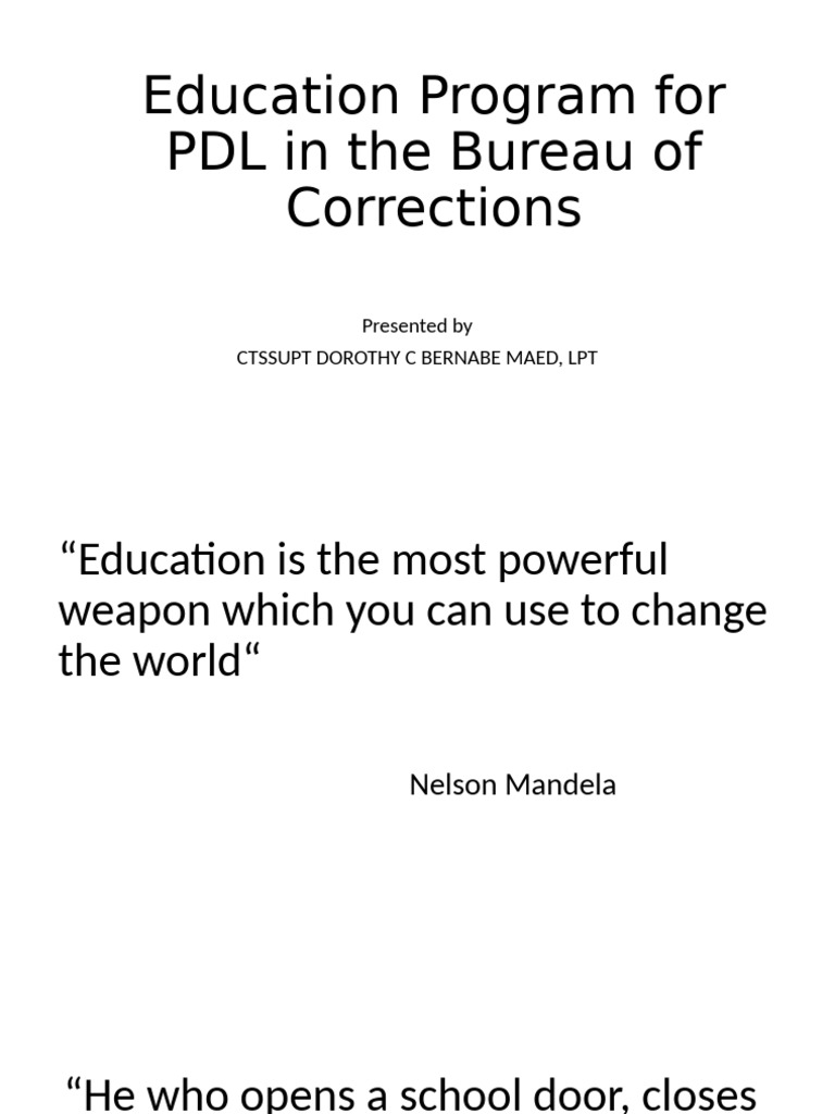 Education Programs for PDL in Prisons | PDF | Literacy | Learning