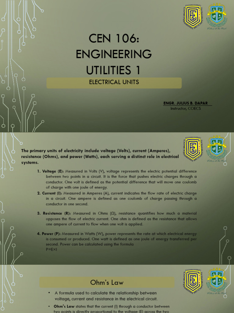 Engineering Utilities 1.1 | PDF | Volt | Voltage