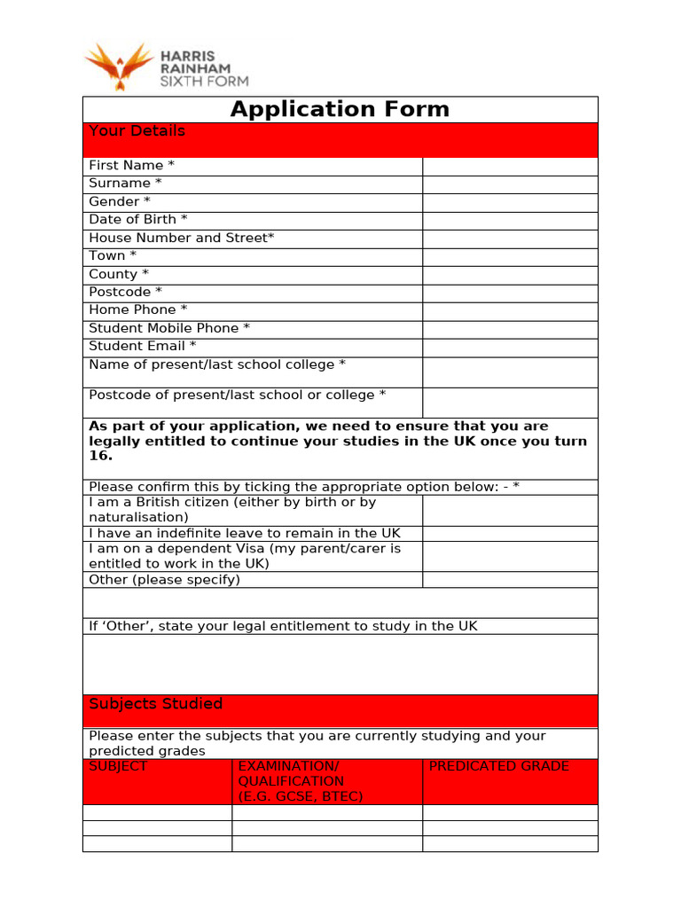 HRSF Application Form Details | PDF | Diploma | Educational Stages