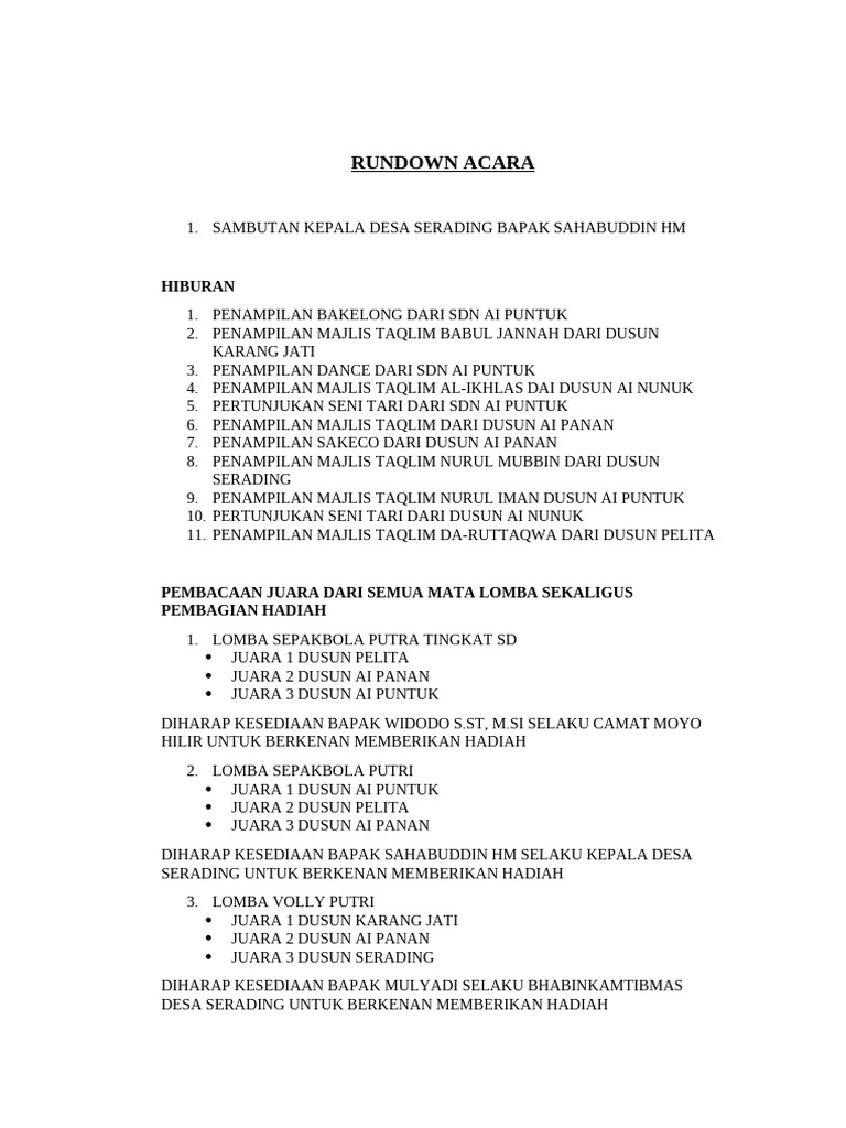 Rundown Acara | PDF