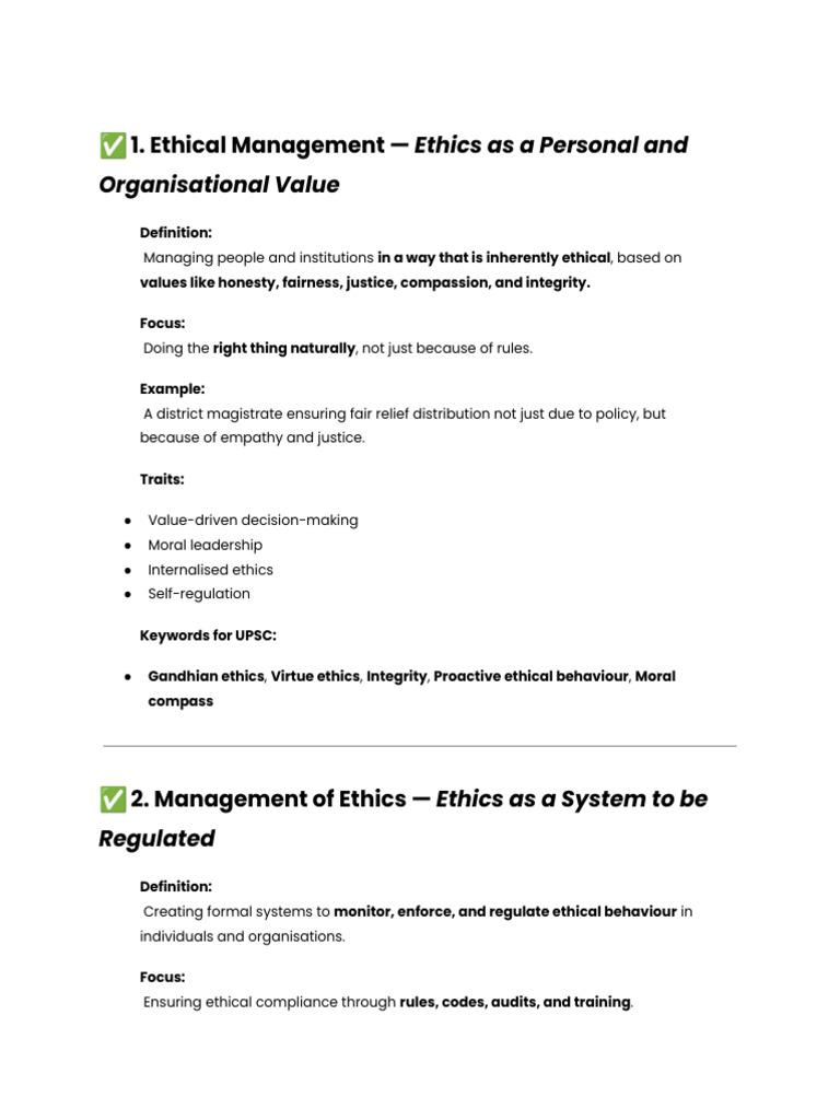 Ethical Management vs. Management of Ethics | PDF