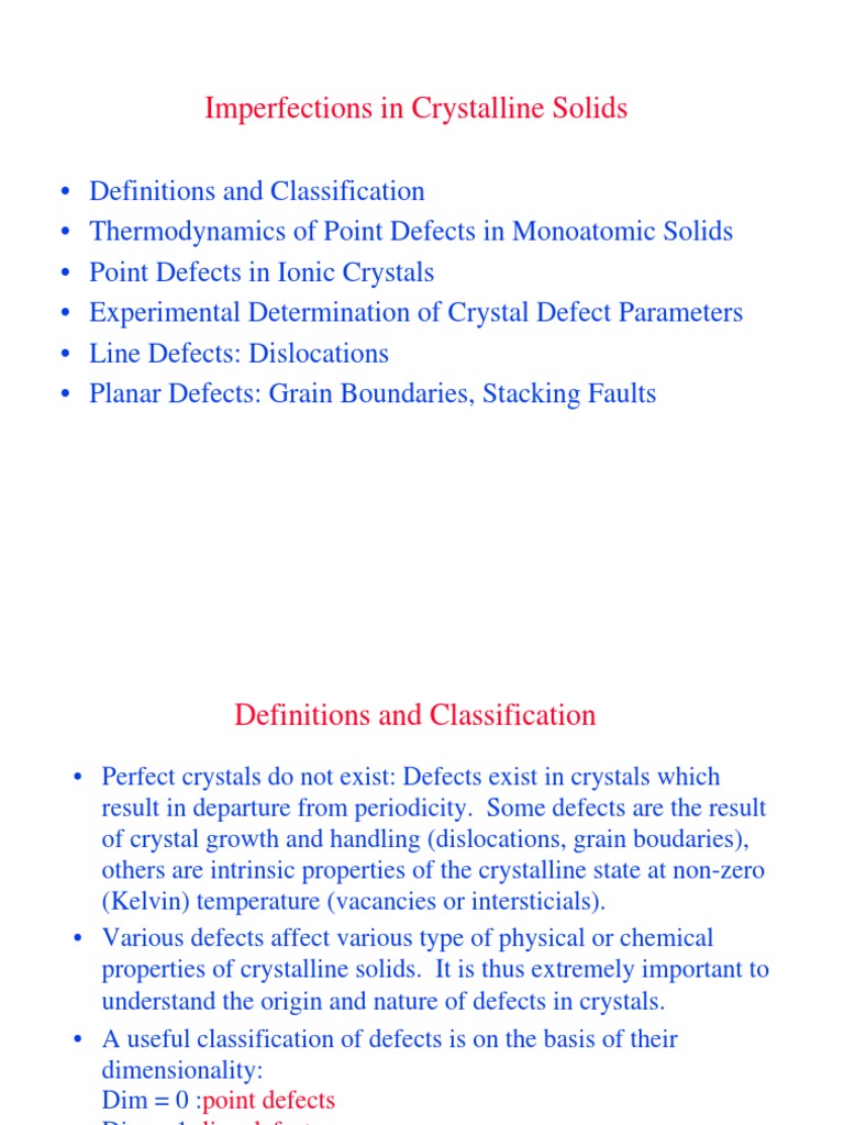 Defects in Crystalline Solids Explained | PDF | Crystallographic Defect ...
