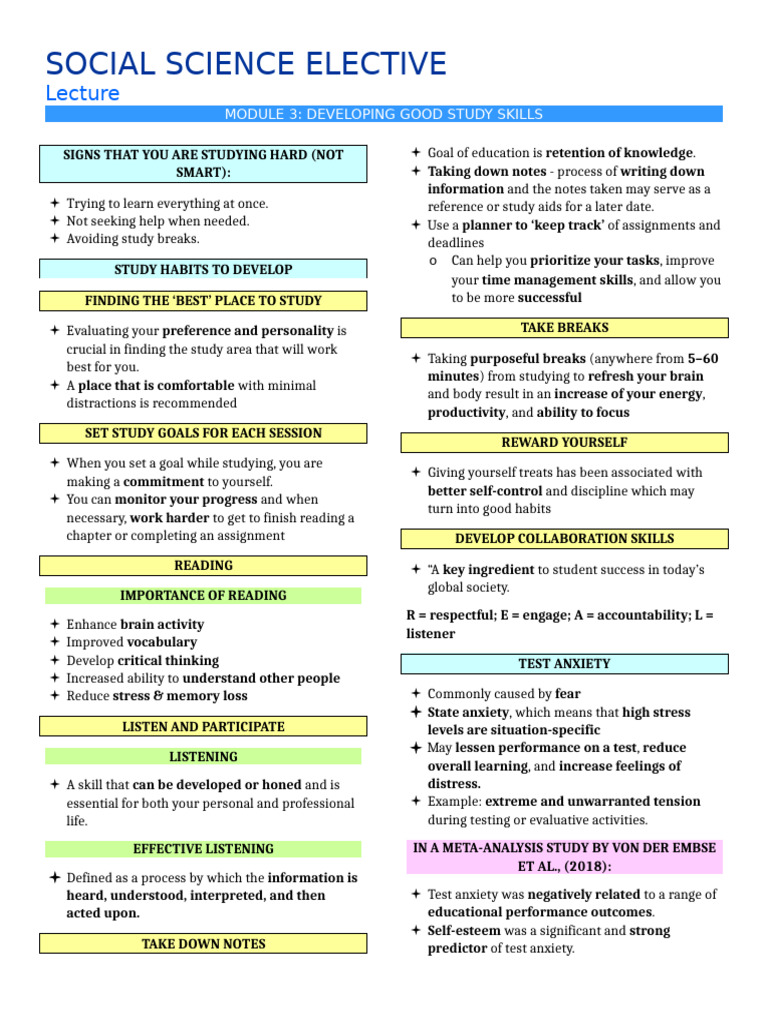 Effective Study Skills and Strategies | PDF | Anxiety | Study Skills