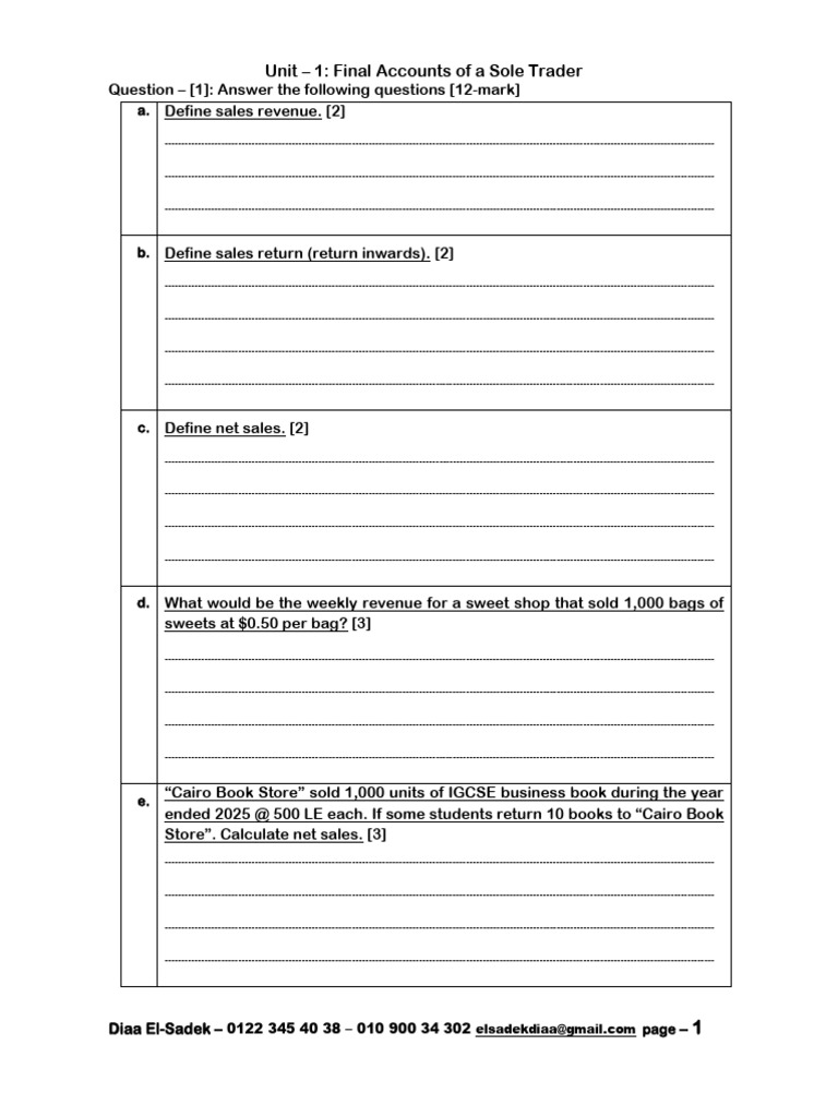 Final Accounts for Sole Traders Explained | PDF | Income Statement ...