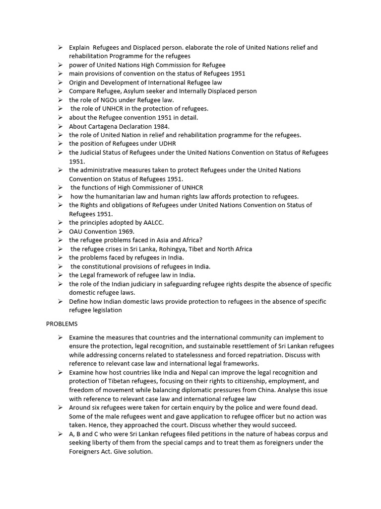 Refugee Important Topics | PDF | Refugee | United Nations High ...