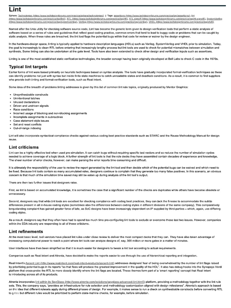Lint For Hardware Design | PDF