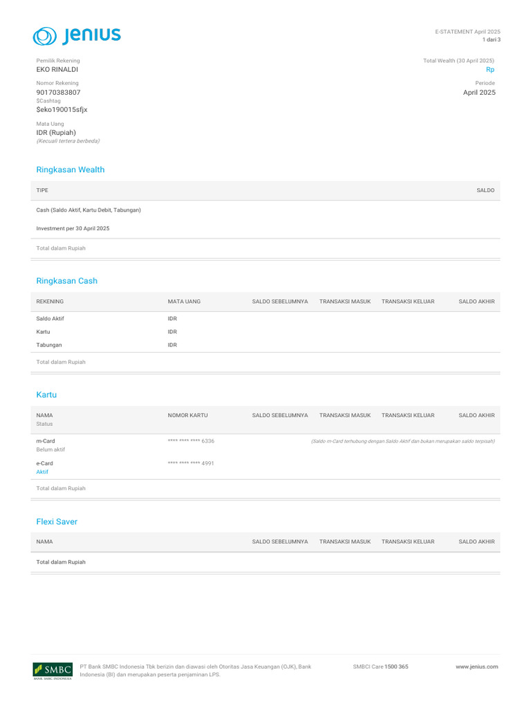 E-Statement Bank SMBC April 2025 | PDF