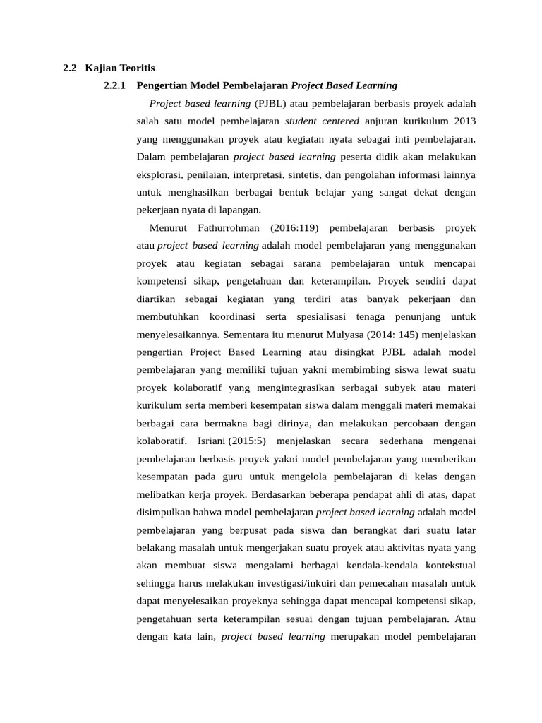 Pengertian Project Based Learning | PDF