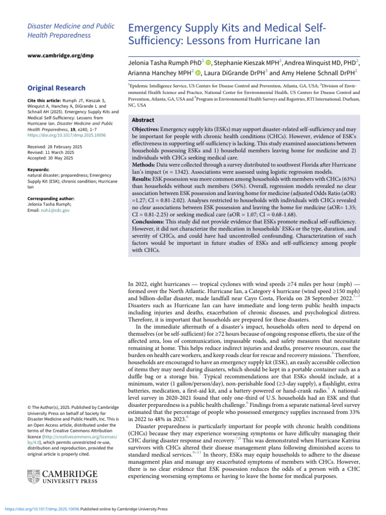 Emergency Kits and Health Self-Sufficiency | PDF | Tropical Cyclones ...