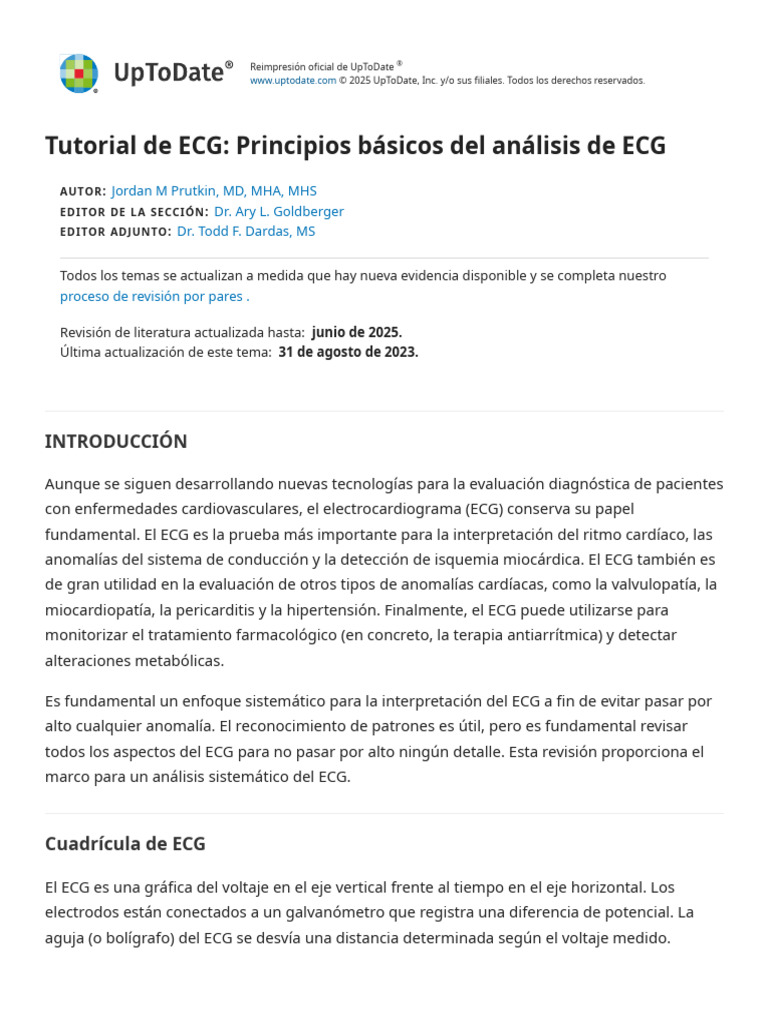 Tutorial de ECG: Análisis y Principios Básicos | PDF | Enfermedades ...