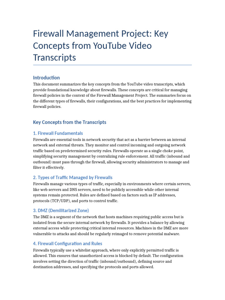 Firewall Management: Key Concepts Explained | PDF | Firewall (Computing ...