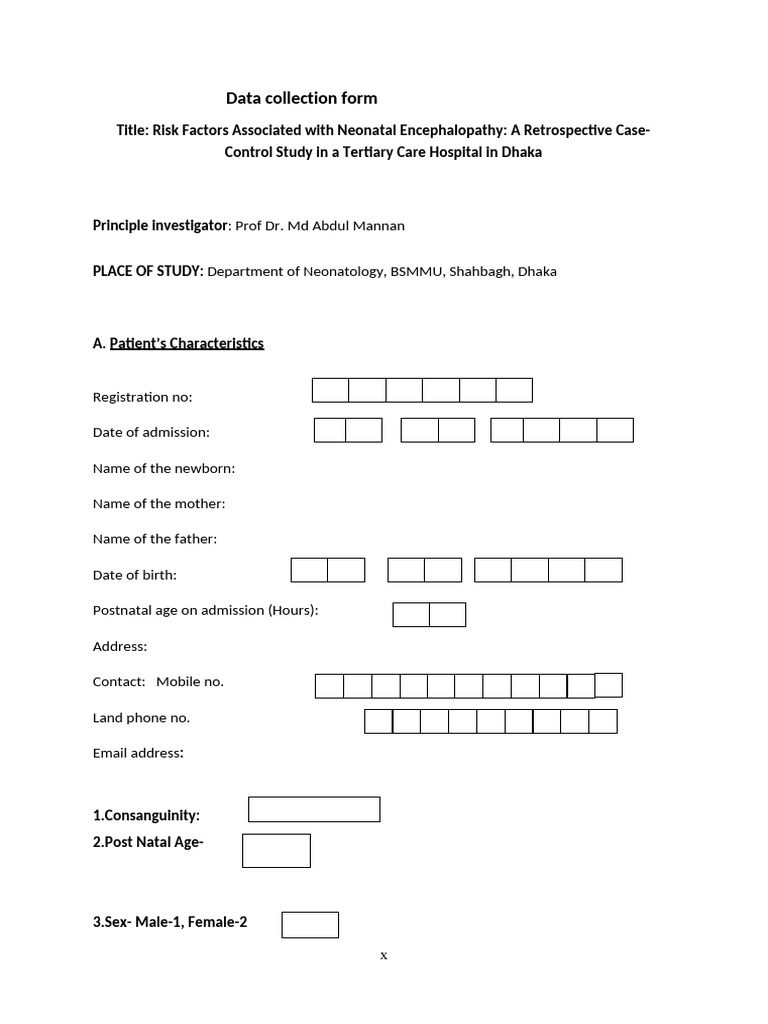 Data Collection Form For Chairman Sir | PDF