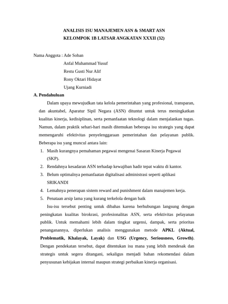 Analisis Isu Manajemen ASN dan Smart ASN | PDF