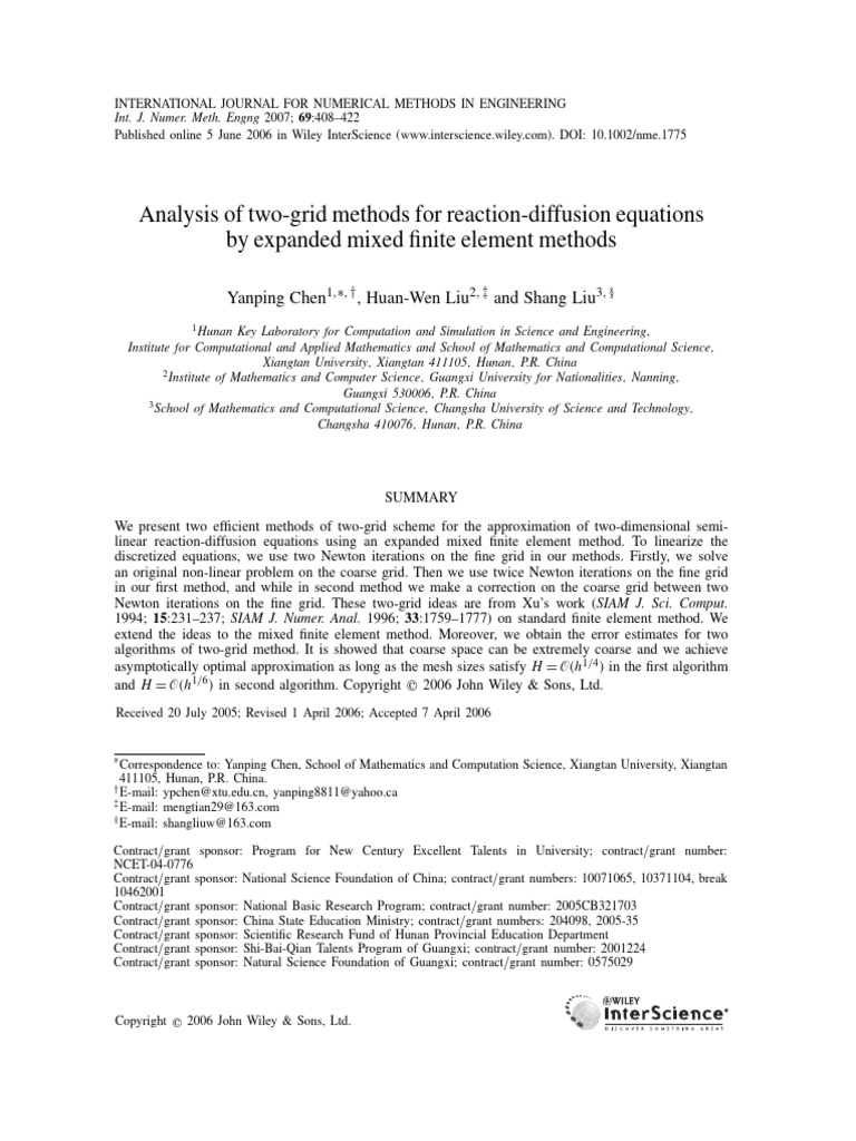 Two-Grid Methods for Reaction-Diffusion Equations | PDF | Finite ...