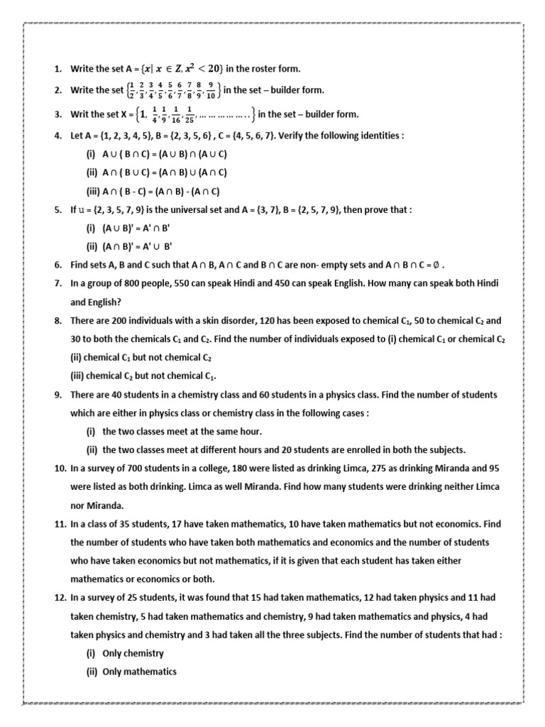Sets Assignment | PDF