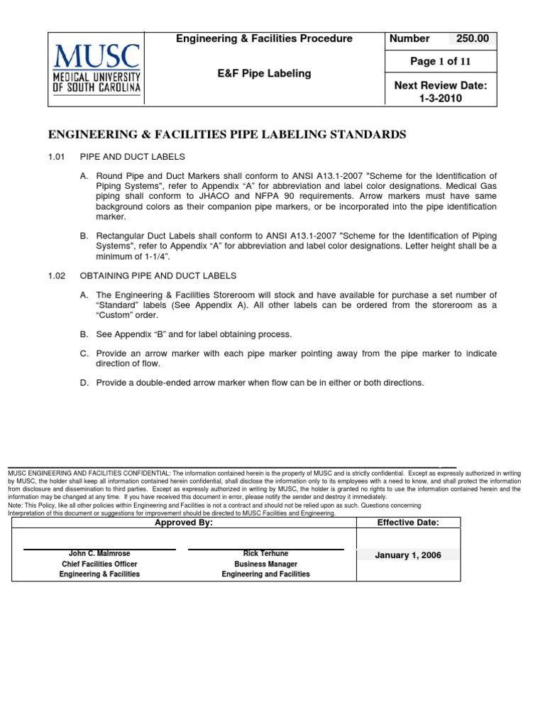 Pipe Labeling Standards Overview | PDF | Water Heating | Hvac