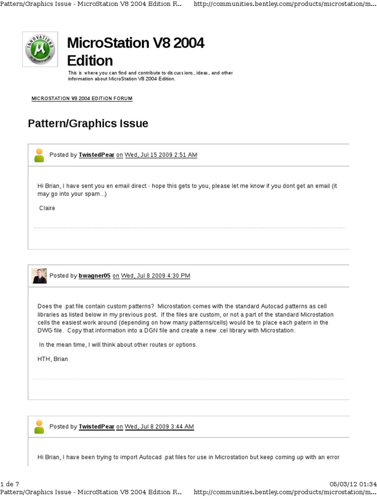 MicroStation V8 2004 Pattern Issues | PDF | Auto Cad | Software