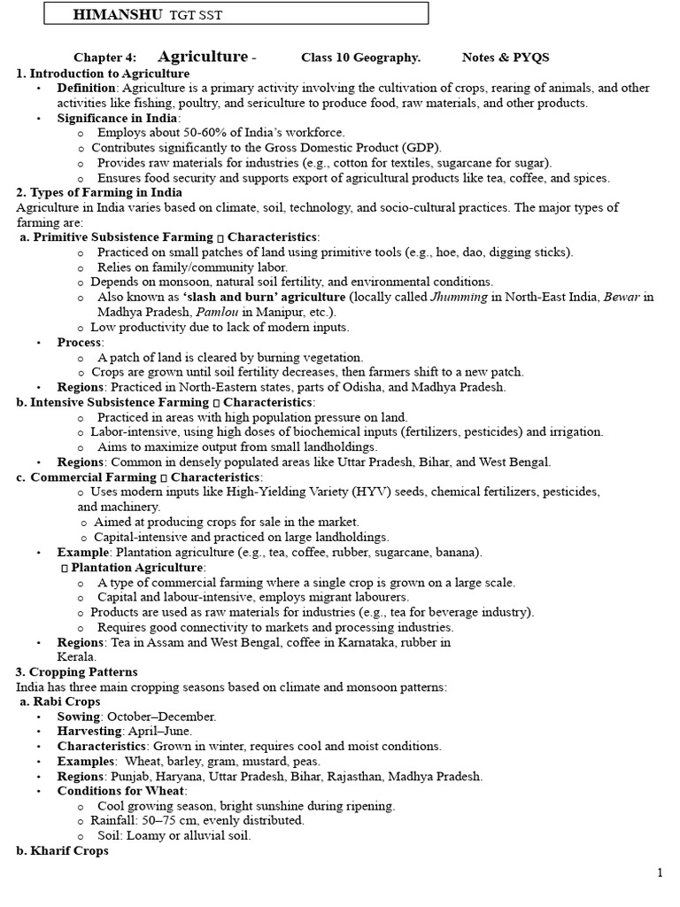 Agriculture in India: Overview & Types | PDF | Agriculture | Crops