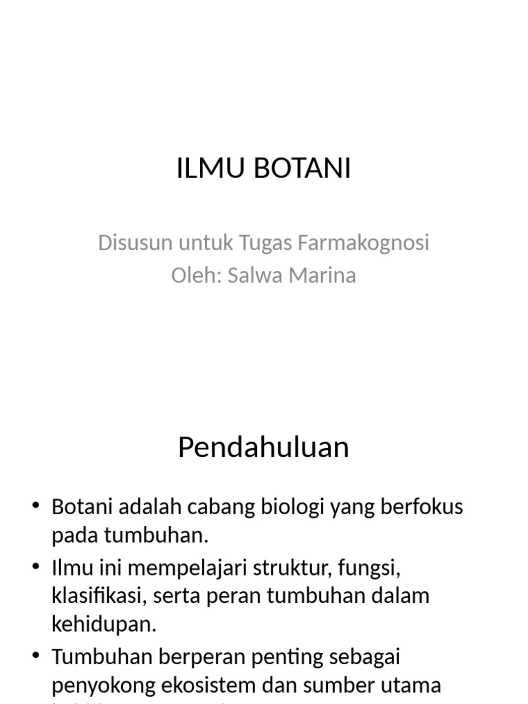 Dasar-Dasar Ilmu Botani dan Perannya | PDF