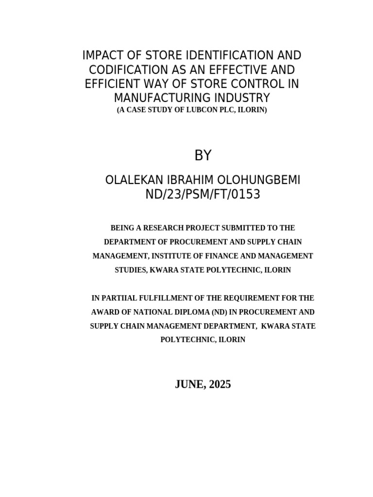 Impact of Store Identification and Codification As An Effective and ...
