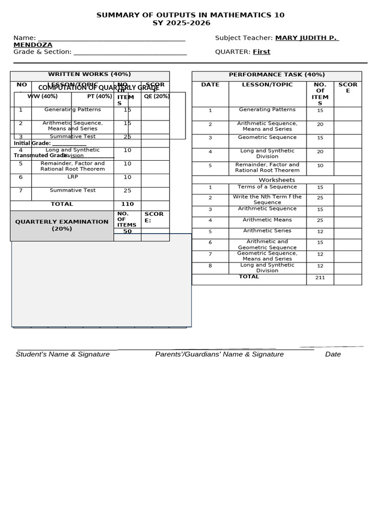MATH10 Summary of Results | PDF | Arithmetic | Discrete Mathematics