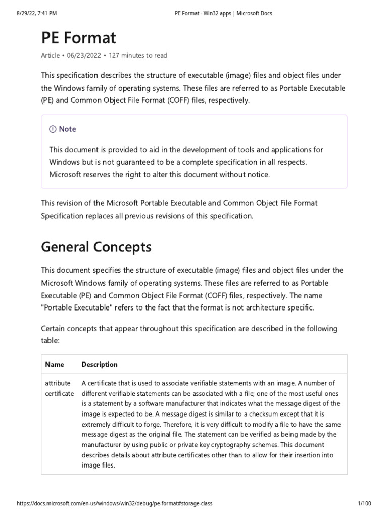 Portable Executable Format Overview | PDF | Operating System Technology ...