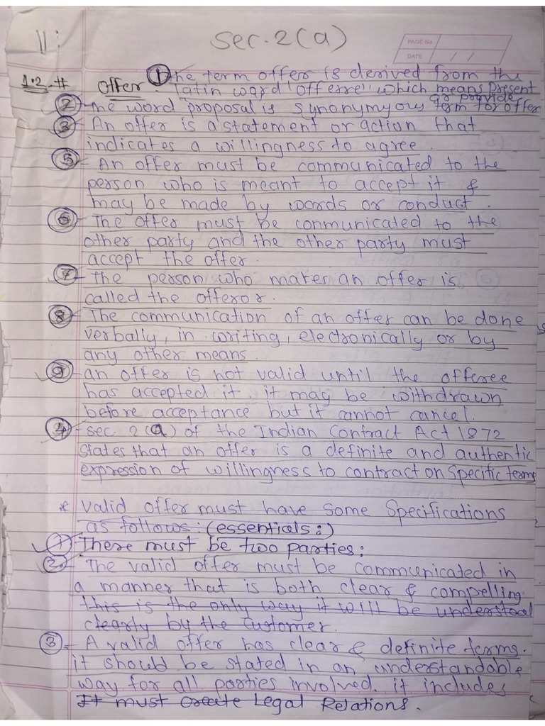 Law of Contract (Notes) | PDF