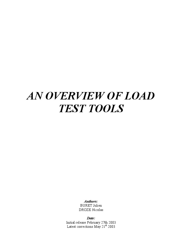 Overview of Load Test Tools | PDF | Science & Mathematics