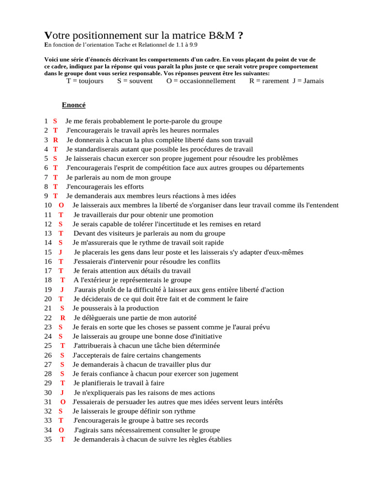 Matrice B Et M Test D48 | PDF