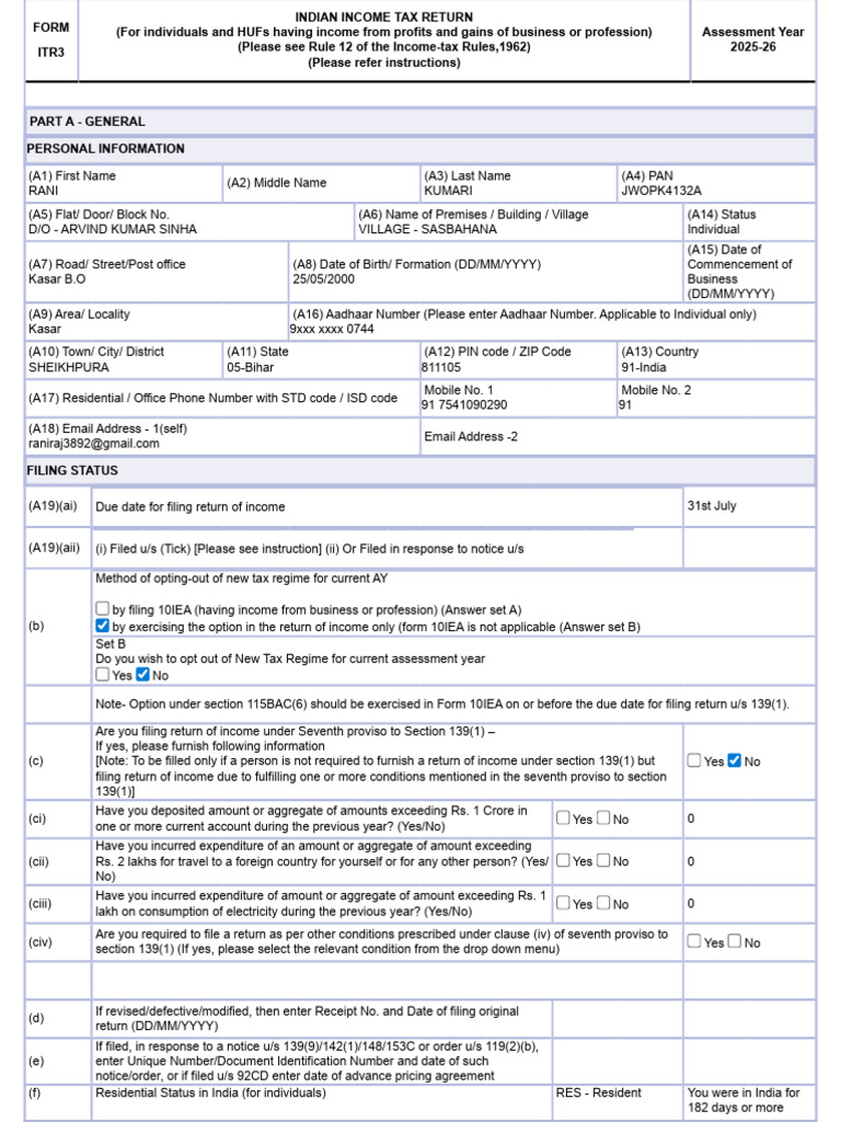 Acknowledgement for Form 10BA AY 2025-26 | PDF | Taxes | Payments
