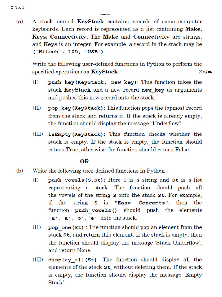 StackPickedQuestions Class 12 Computer Science | PDF