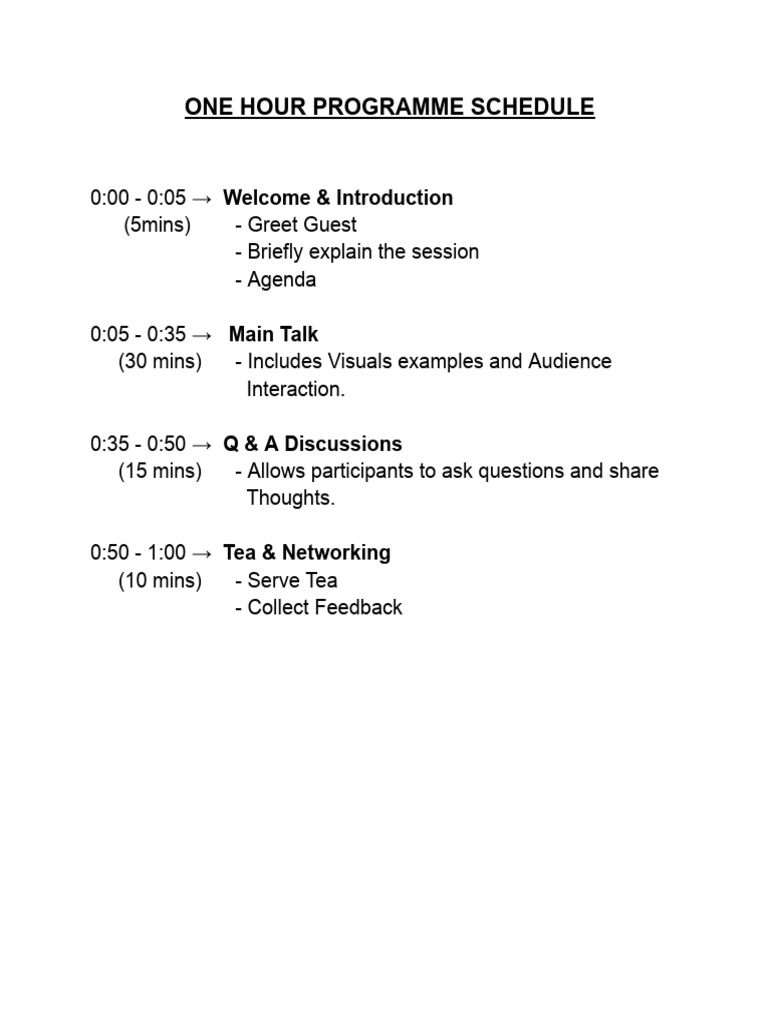 One Hour Programme Schedule | PDF
