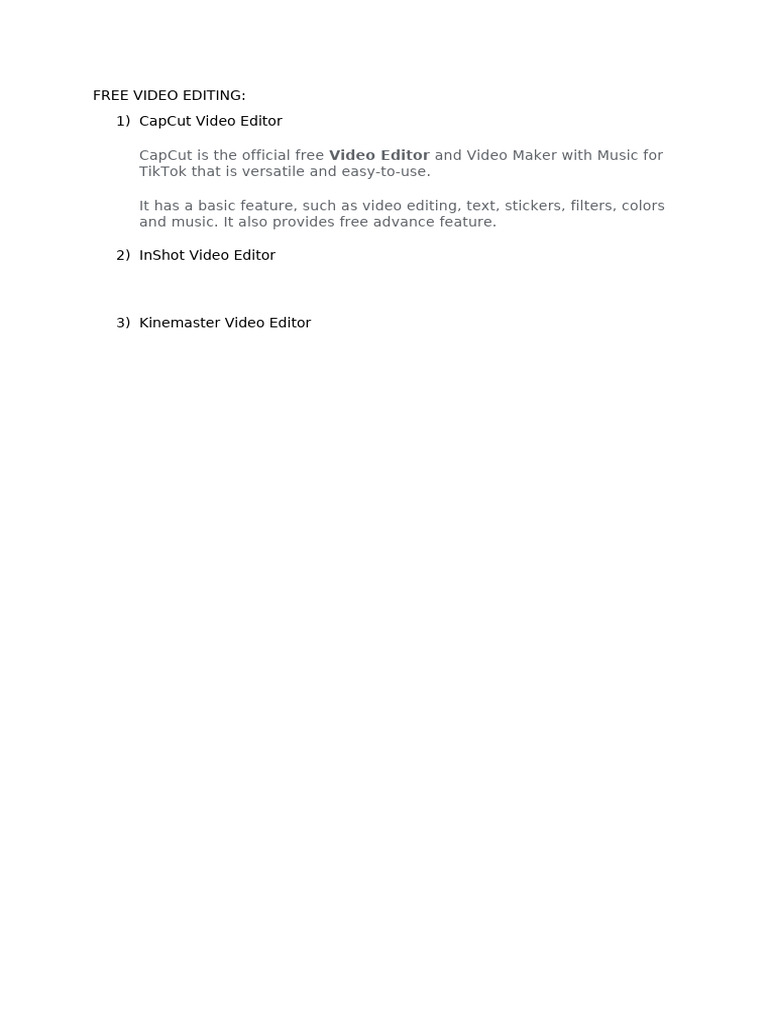 Free Video Editing | PDF