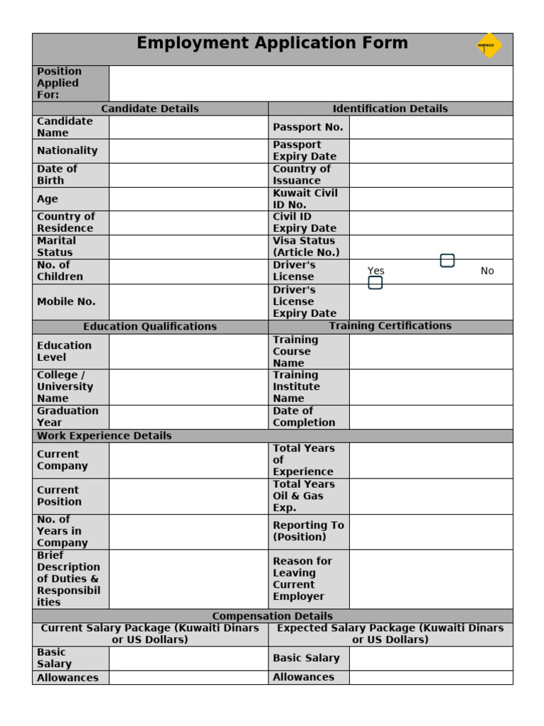 Employment Application Form Template | PDF | Identity Document ...