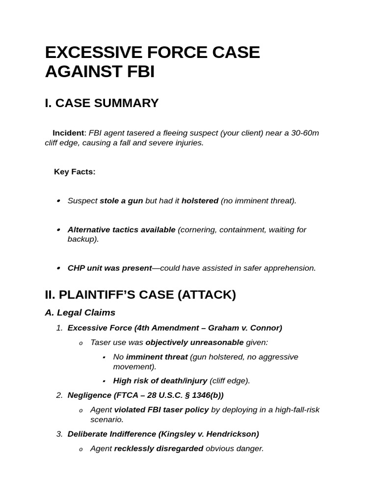FBI Excessive Force Lawsuit Overview | PDF | Deadly Force | Justice