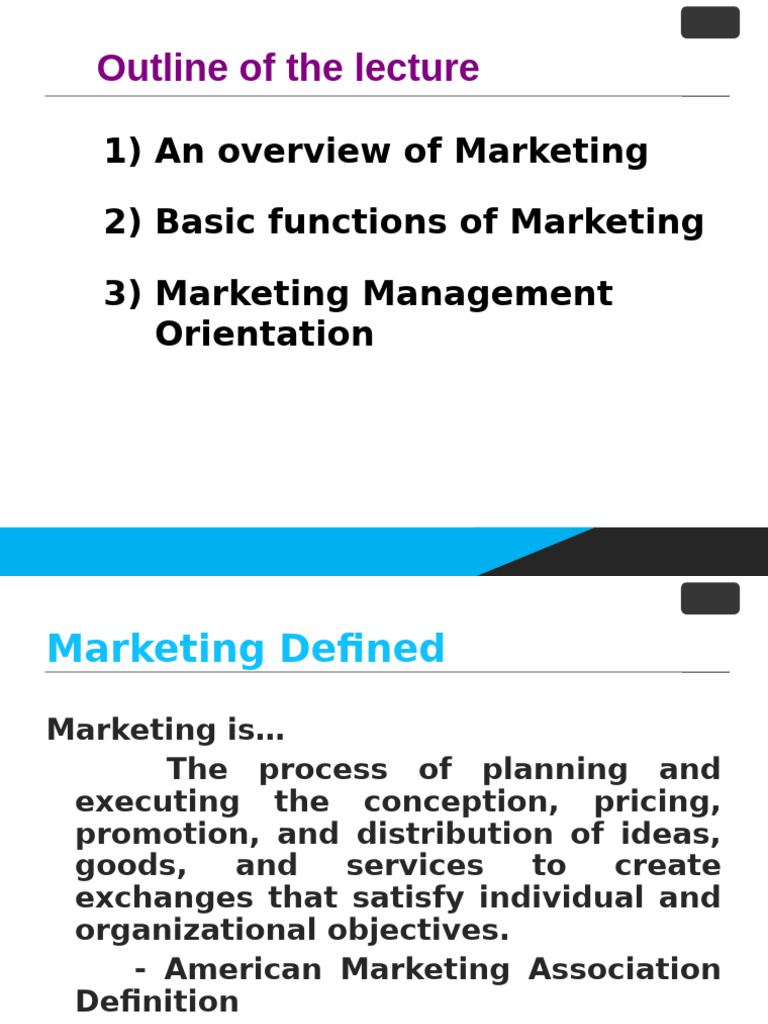 Marketing Overview and Management Concepts | PDF | Marketing ...
