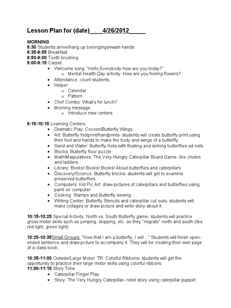 EC Daily Schedule | PDF | Butterfly | Leisure