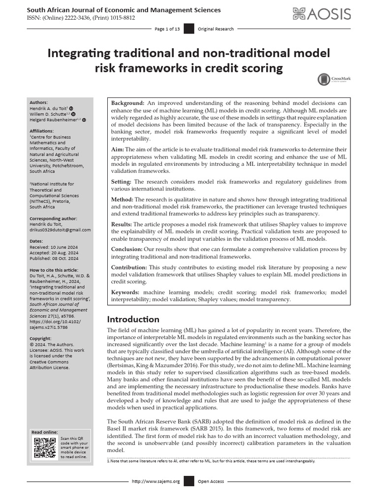 Enhancing AI Model Risk in Credit Scoring | PDF | Machine Learning ...