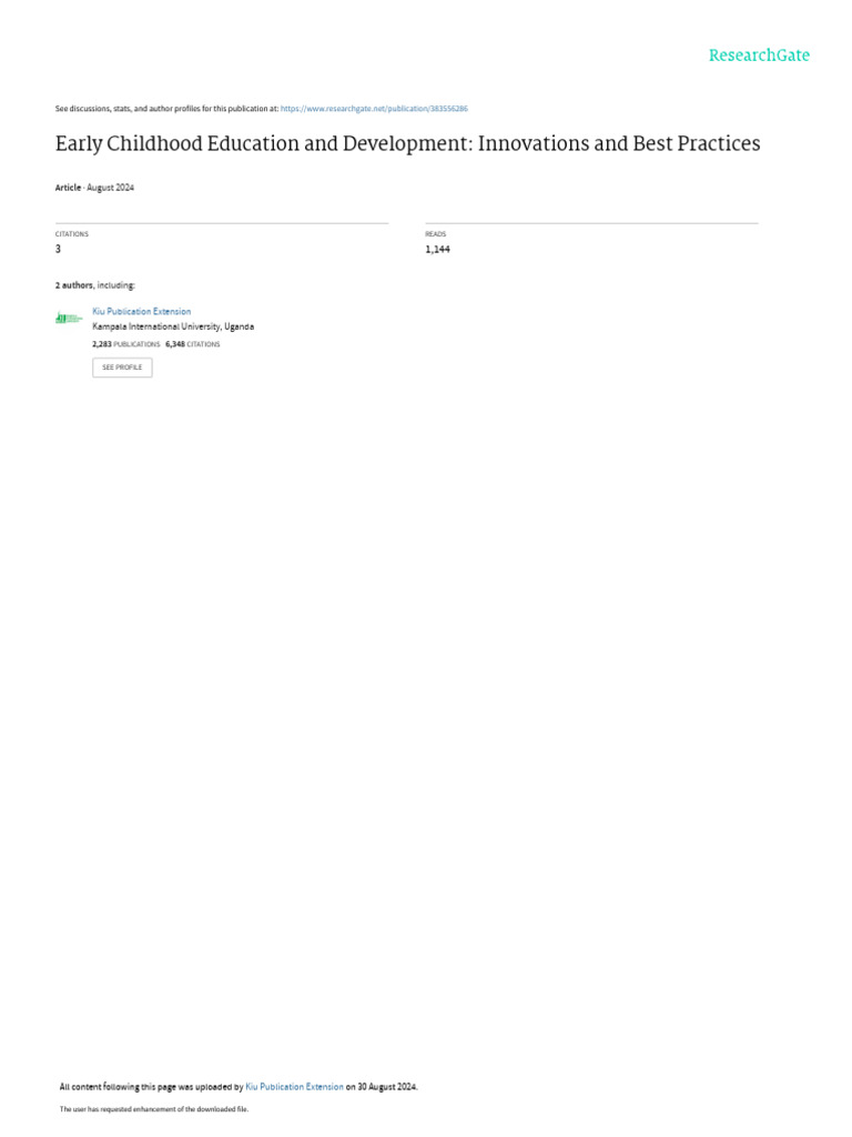 Early Childhood Education Innovations | PDF | Educational Assessment ...