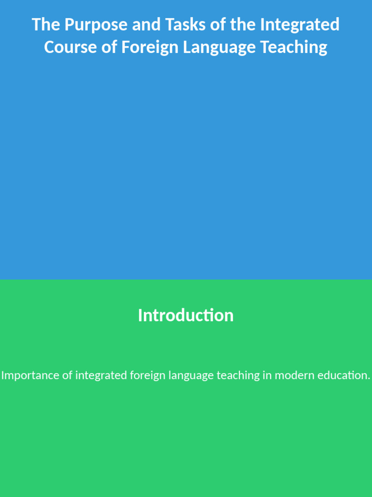 Integrated Foreign Language Teaching Goals | PDF