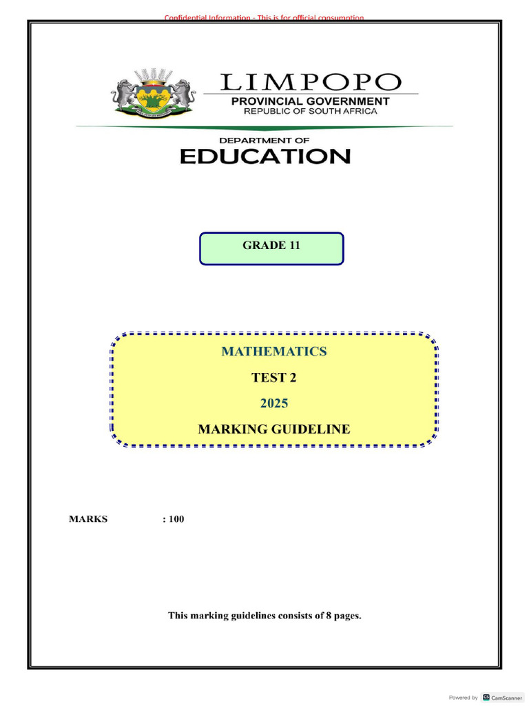 2025 Grade 11 Math Test 2 Memo | PDF