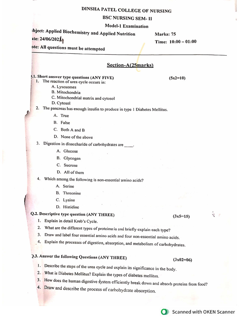 Paper Sem 2 BSC Nursing | PDF