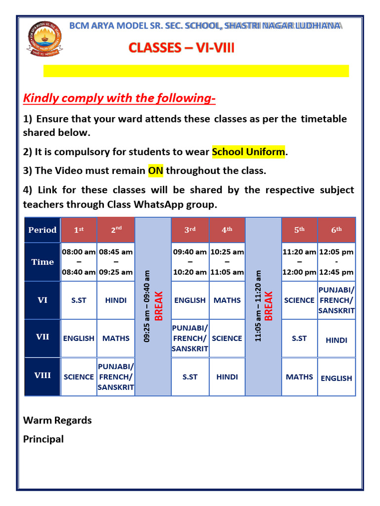 Online Classes Schedule: Aug 27-30, 2025 | PDF