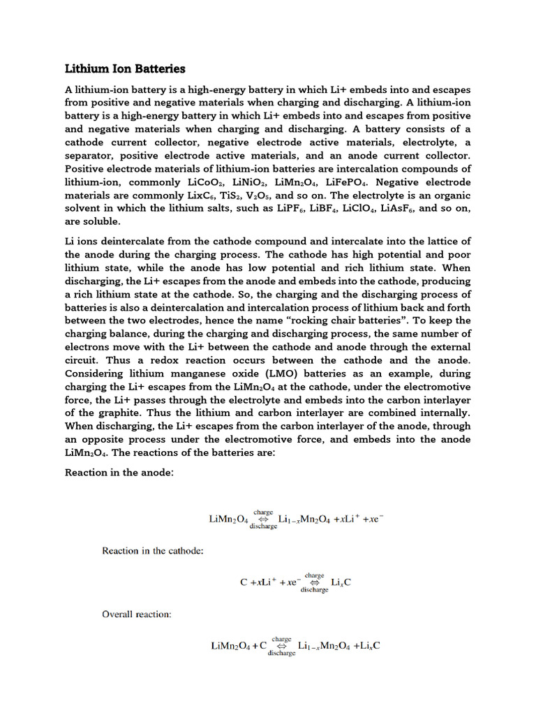 Lithium Ion Batteries | PDF | Lithium Ion Battery | Fuel Cell