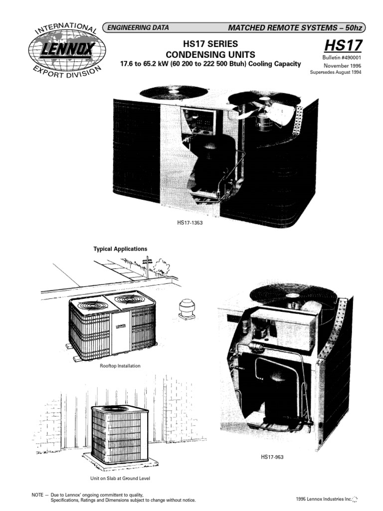 HS17 Condensing Units: Specs & Features | PDF | Air Conditioning | Pipe ...
