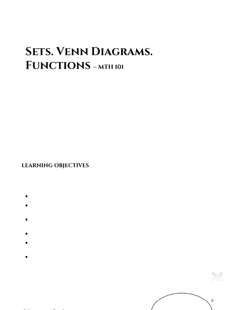 MTH 101: Sets and Venn Diagrams Guide | PDF | Set (Mathematics ...