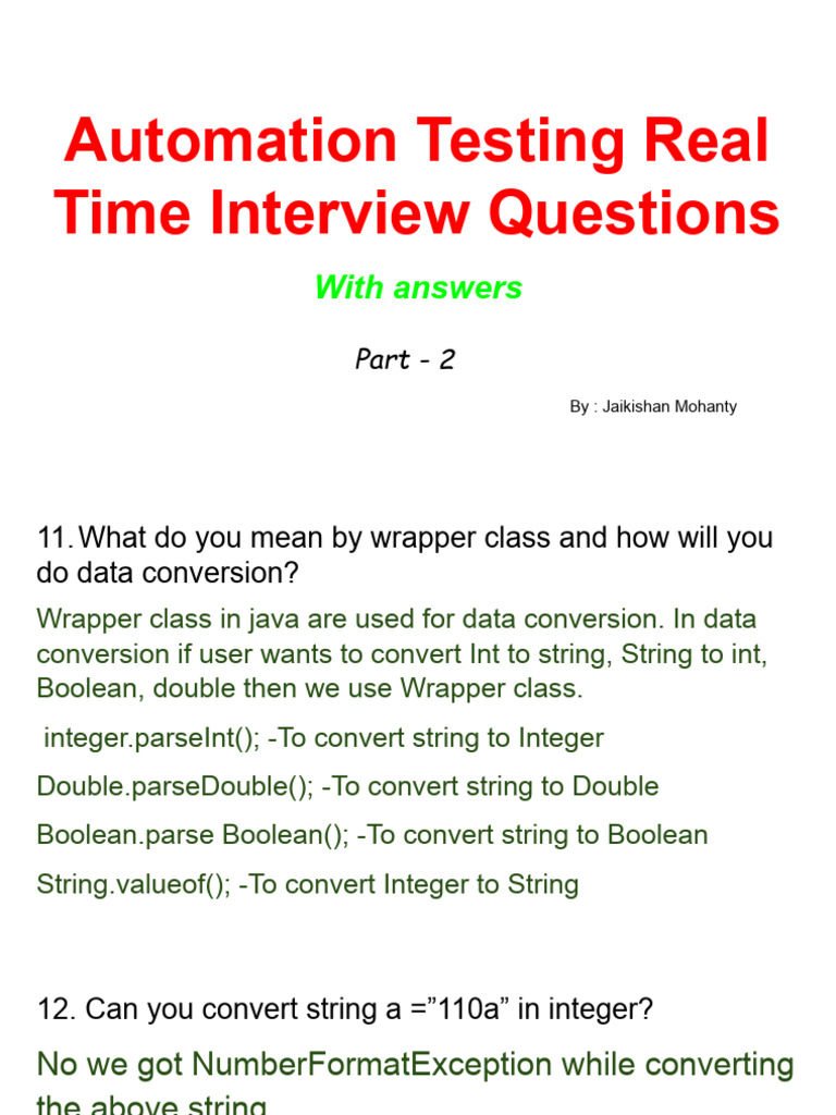 Automation Testing Interview Q&A Part 2 | PDF | Boolean Data Type ...