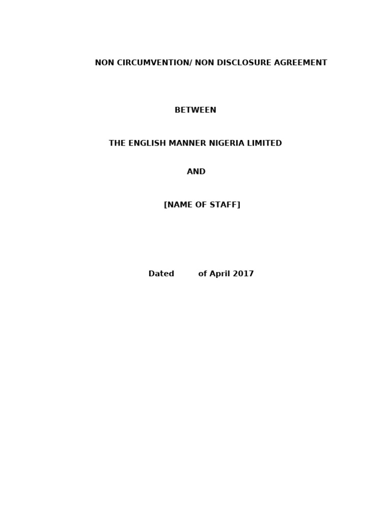 Non-Circumvention Agreement Template | PDF | Legal Remedy | Information