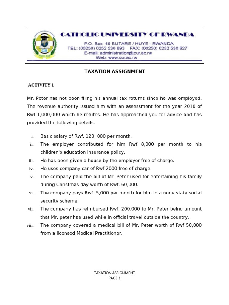 Taxation Assignment: Income Calculation Guide | PDF